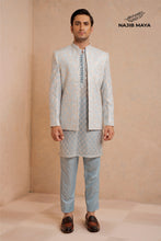 Load image into Gallery viewer, Powder Blue Embroidery Prince Coat + Powder Blue Embroidery Kurta Pajama For Men&#39;s