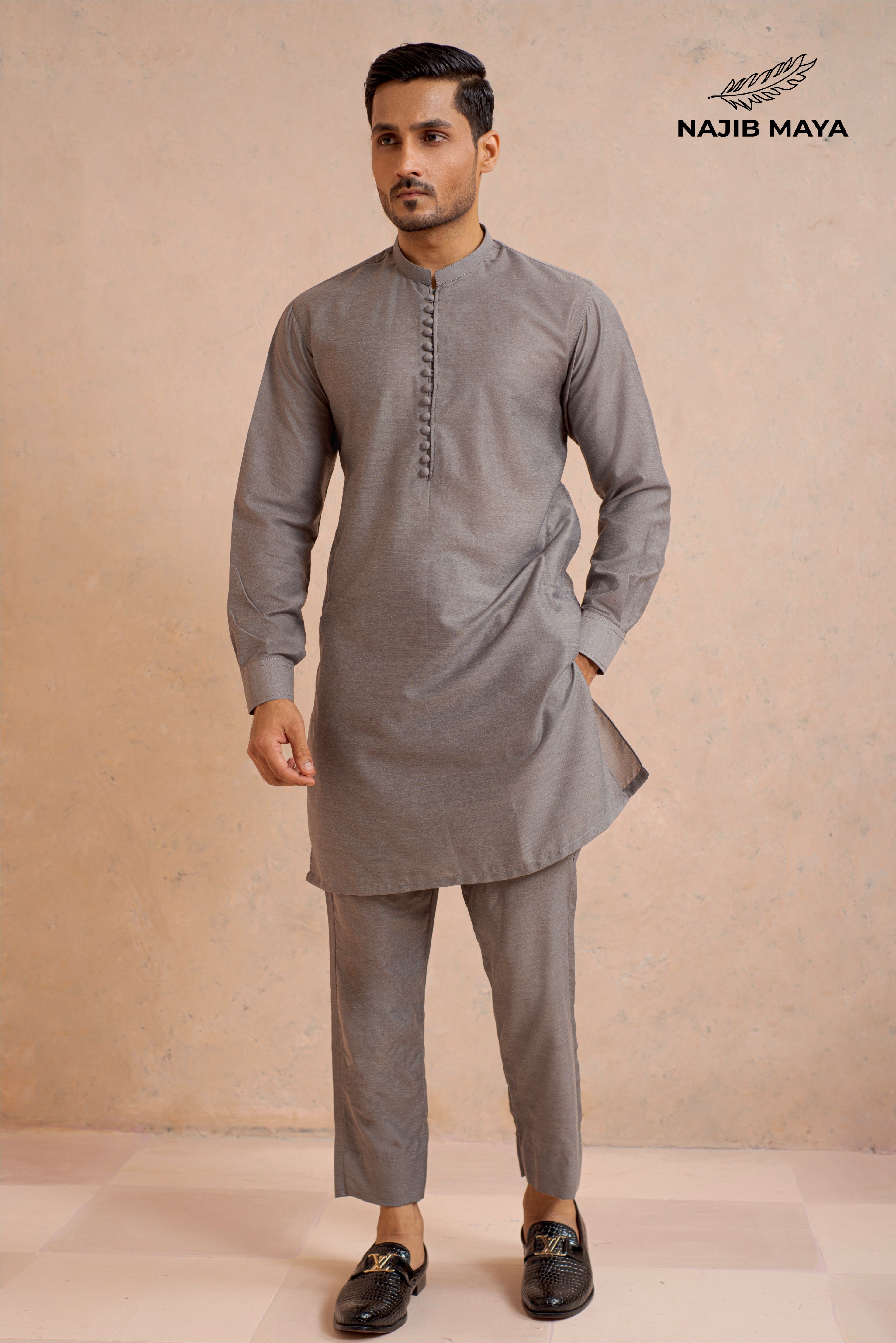 Silver Grey Kurta Pajama For Men's Main image