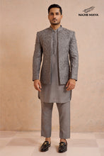 Load image into Gallery viewer, Classic Grey Prince Coat + Grey Kurta Pajama For Men&#39;s