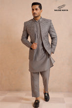 Load image into Gallery viewer, Classic Grey Prince Coat + Grey Kurta Pajama For Men&#39;s