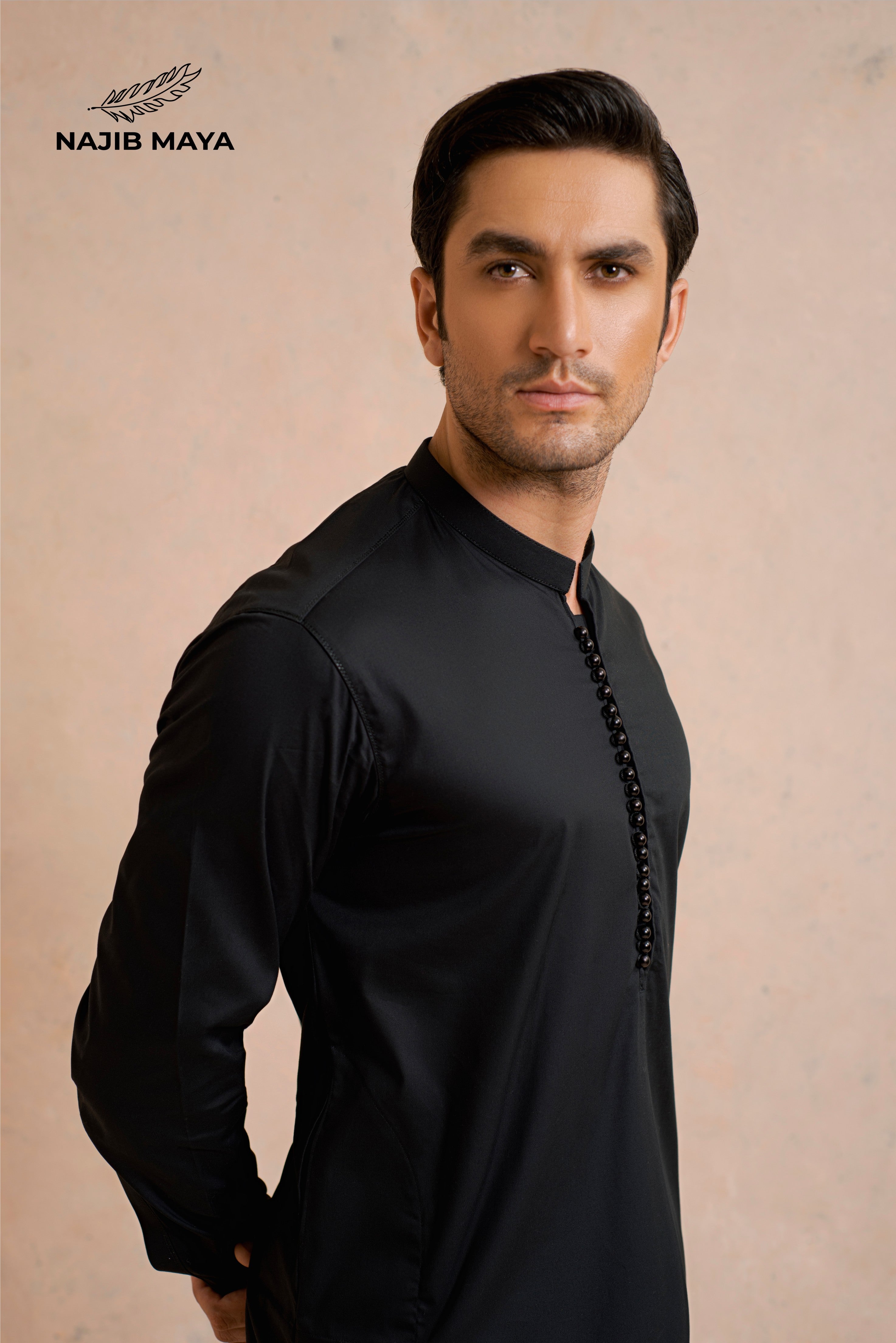 Black Kurta Pajama For Men's Secondary image