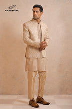 Biscuity Embroidery Prince Coat + Biscuity Embroidery Kurta Pajama For Men's