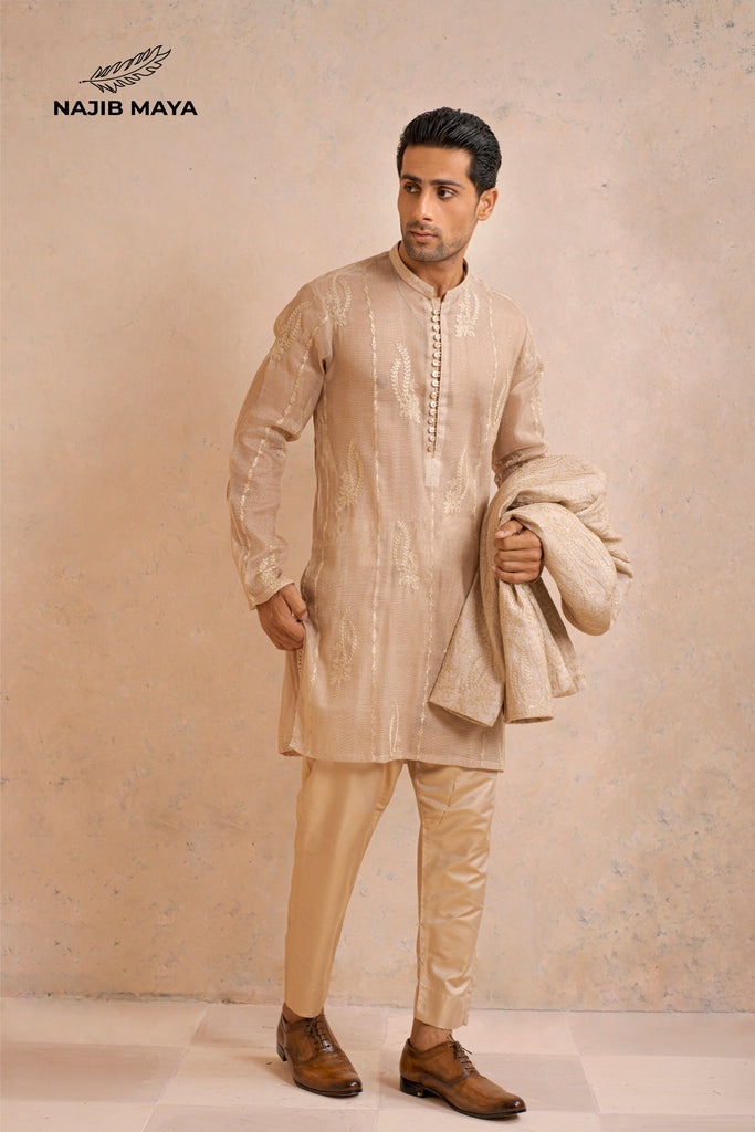 Biscuity Embroidery Kurta Pajama For Men's