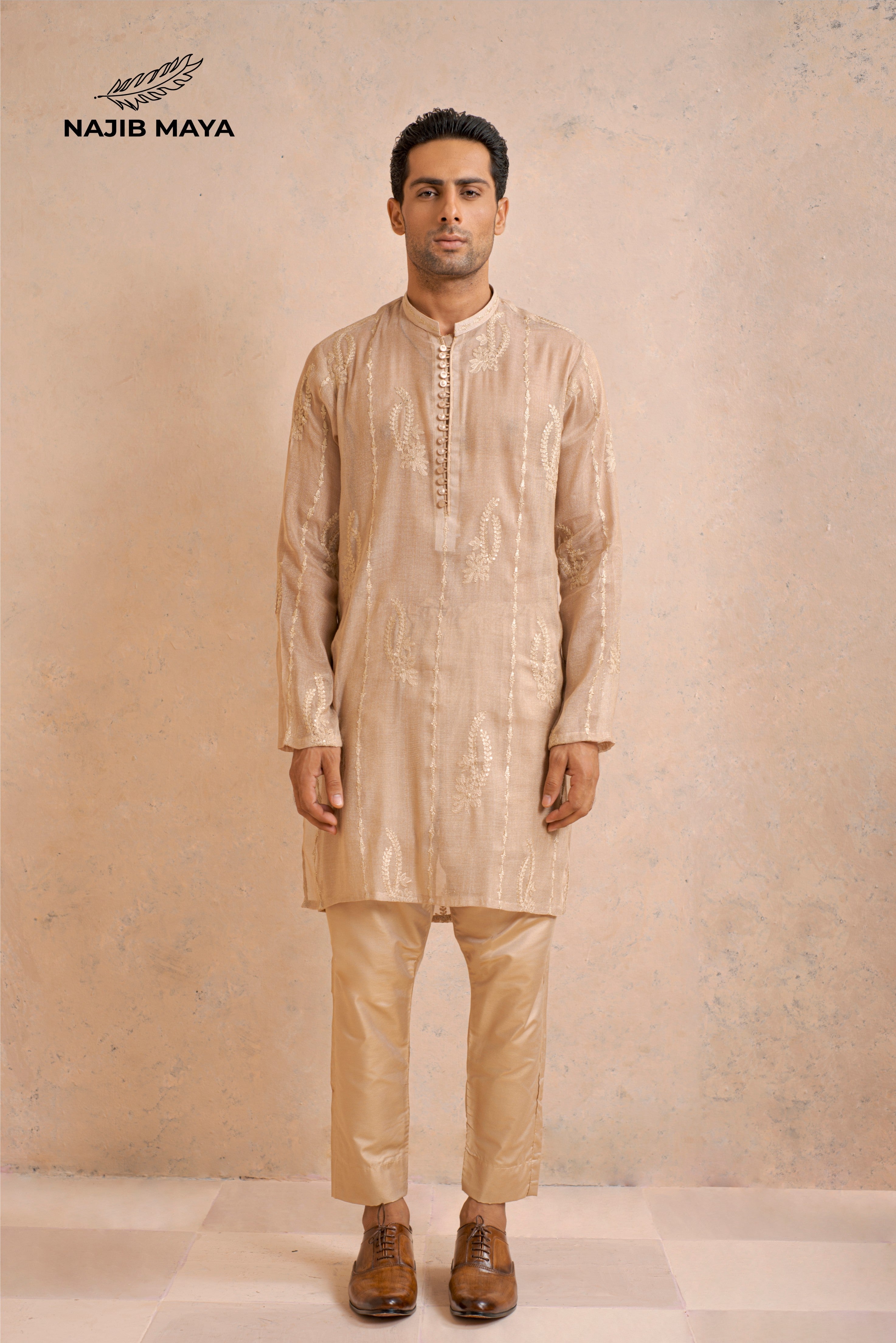 Biscuity Embroidery Kurta Pajama For Men's Main image
