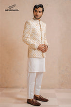 Load image into Gallery viewer, White &amp; Cream Prince Coat + White Kurta Pajama For Men&#39;s