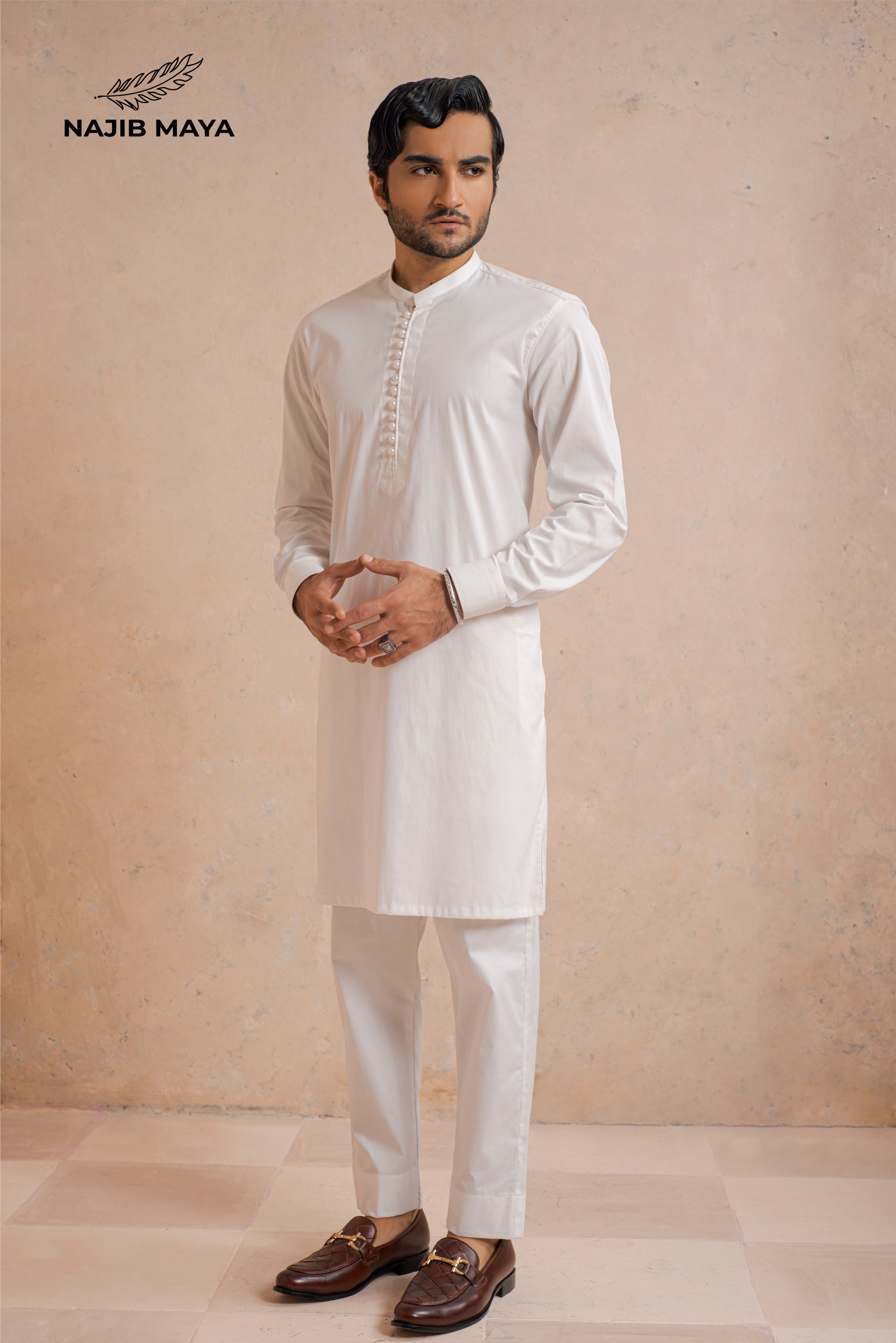 Pearl White Kurta Pajama For Men's Main image