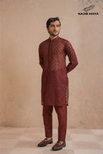 Load image into Gallery viewer, Maroon Embroidery Kurta Pajama For Men&#39;s