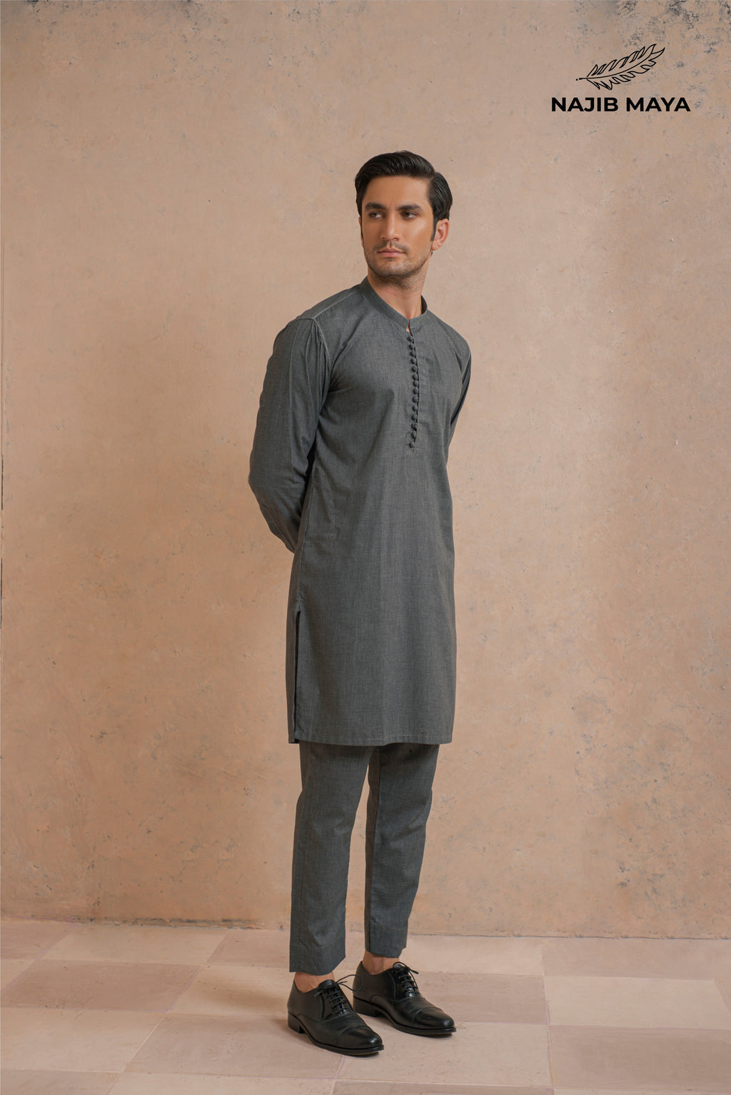 Classic Grey Embroidery Prince Coat + Plan Grey Kurta Pajama For Men's