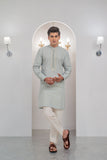 Pista Green Front Handwork Kurta With Pajama For Men's