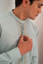 Load image into Gallery viewer, Pista Green Front Handwork Kurta With Pajama For Men's