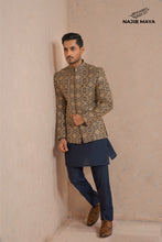 Load image into Gallery viewer, Blue With Golden Embroidery Prince Coat + Blue Kurta Pajama For Men&#39;s
