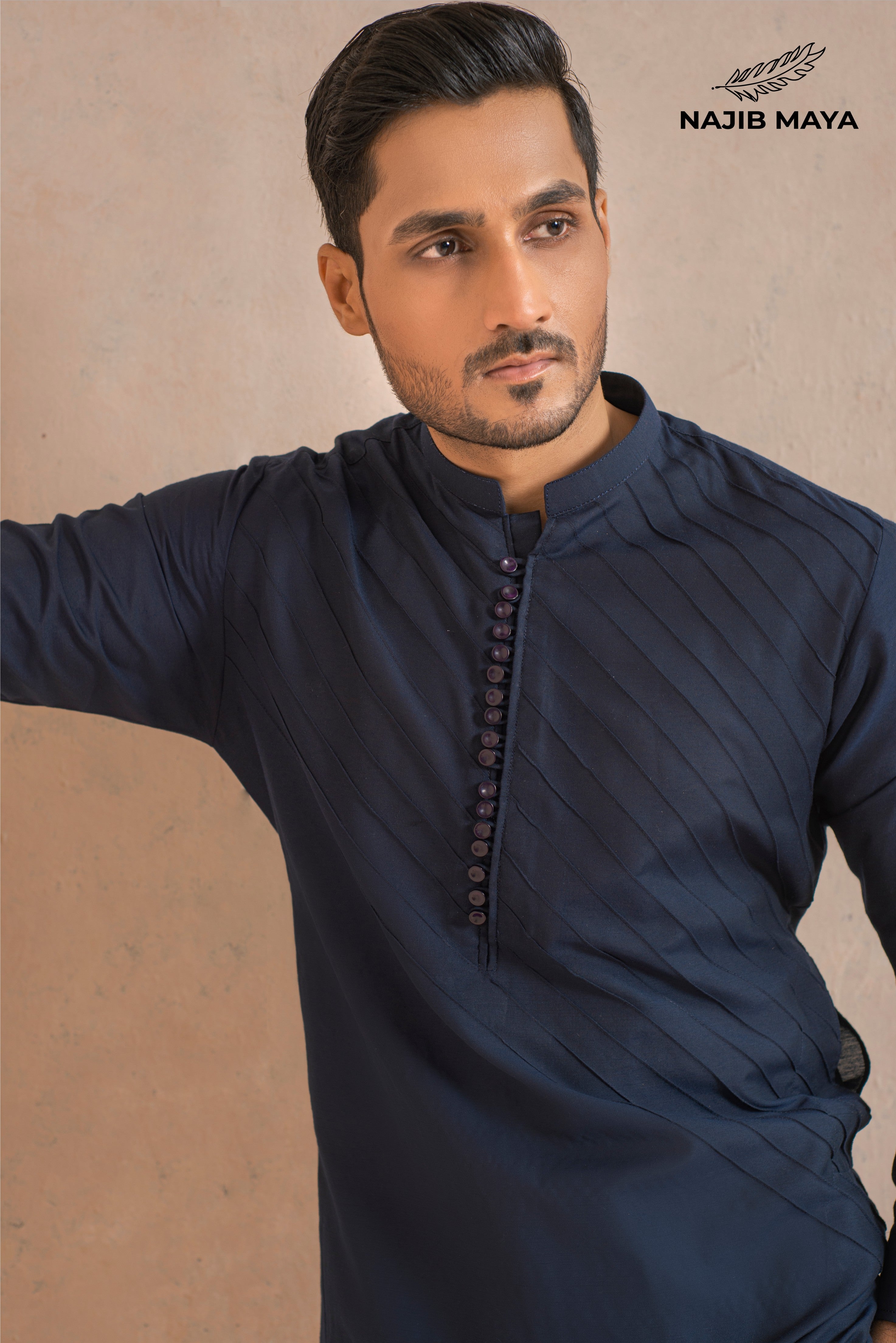 Blue Kurta Pajama For Men's Secondary image