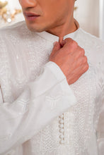 Load image into Gallery viewer, White Embroidered Kurta With Bell Bottom Pajama For Men's