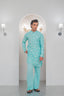 Powder Green Embroidered Kurta With Bell Bottom Pajama For Men's