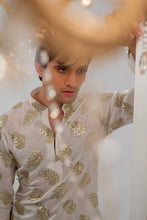 Load image into Gallery viewer, White Embroidered Kurta With Bell Bottom Pajama For Men's