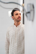 Load image into Gallery viewer, White Embroidered Kurta With Bell Bottom Pajama For Men's