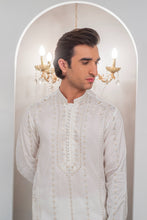 Load image into Gallery viewer, White Embroidered Kurta With Bell Bottom Pajama For Men's