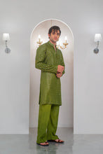 Load image into Gallery viewer, Green Embroidered Kurta With Bell Bottom Pajama For Men's