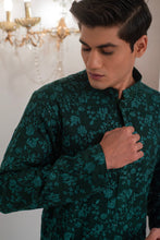 Load image into Gallery viewer, Green Embroidered Kurta With Bell Bottom Pajama For Men's