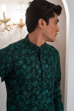 Load image into Gallery viewer, Green Embroidered Kurta With Bell Bottom Pajama For Men's