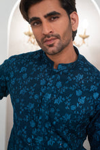 Load image into Gallery viewer, Till Blue Embroidered Kurta With Bell Bottom Pajama For Men's
