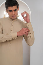 Load image into Gallery viewer, Beige Kurta With Bell Bottom Pajama For Men's