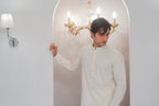Cream Kurta With Bell Bottom Pajama For Men's