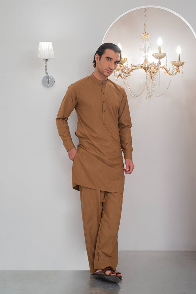 Mustard Kurta With Bell Bottom Pajama For Men's