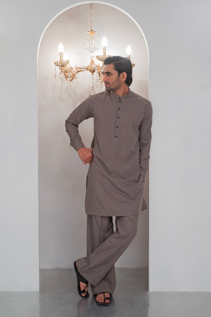 Grey Kurta With Bell Bottom Pajama For Men's