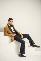 Dhani Velvet Coat Black Bell Bottom Pant For Men's