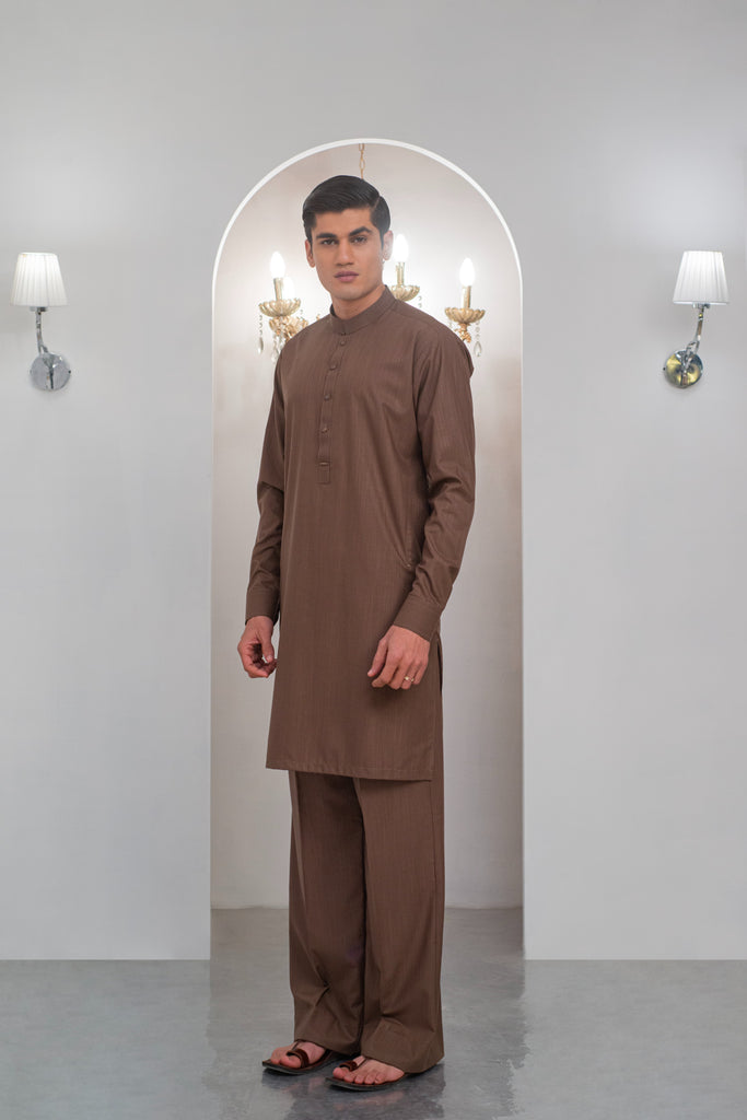 Brown Kurta With Bell Bottom Pajama For Men's