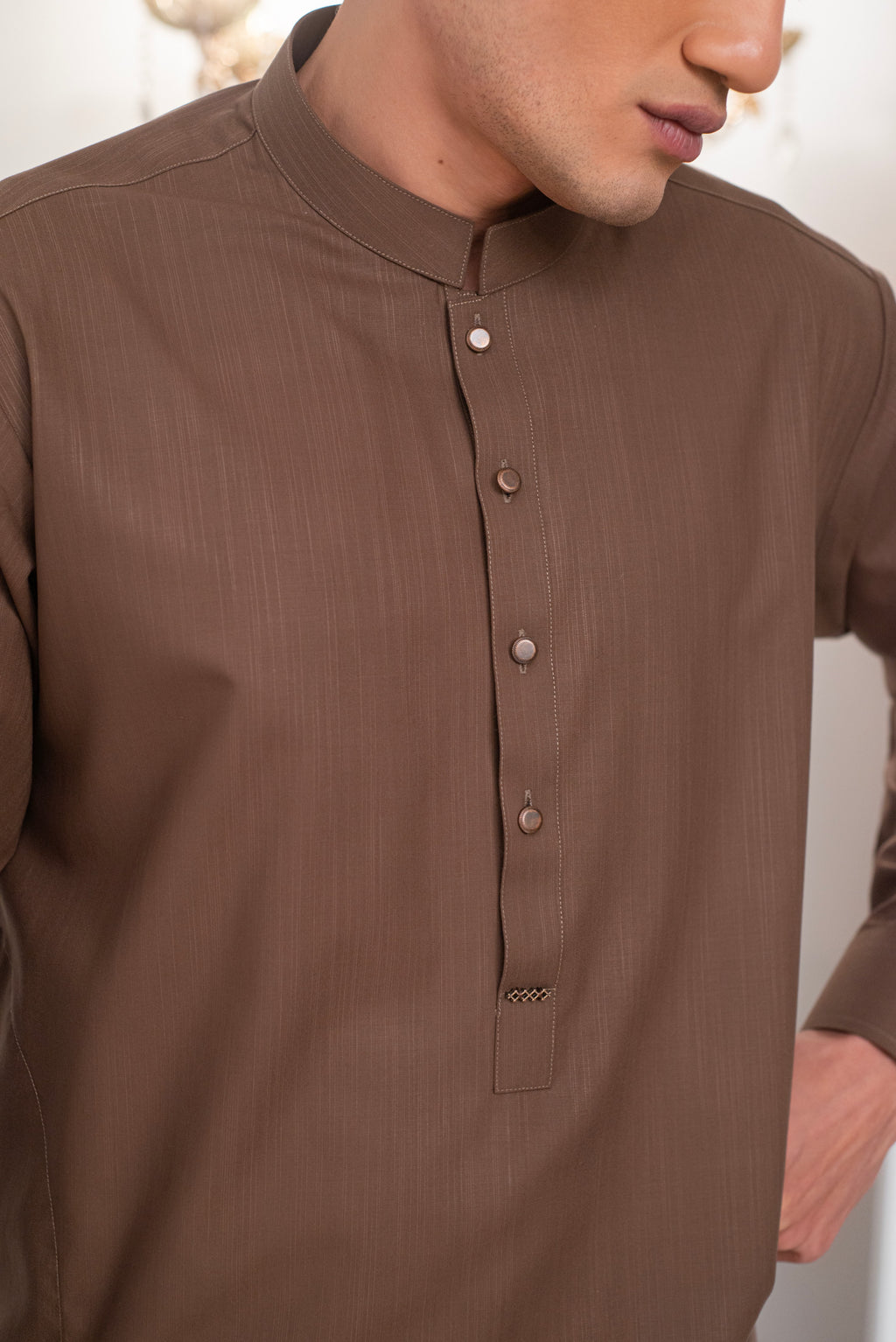Brown Kurta With Bell Bottom Pajama For Men's