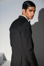 Black Handwork Tuxedo Coat Pant & Waistcoat For Men's