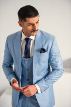 Load image into Gallery viewer, Ice Blue Elegant Coat Pant &amp;  Waistcoat For Men&#39;s