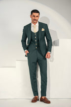 Green Elegant Coat Pant &  Waistcoat For Men's