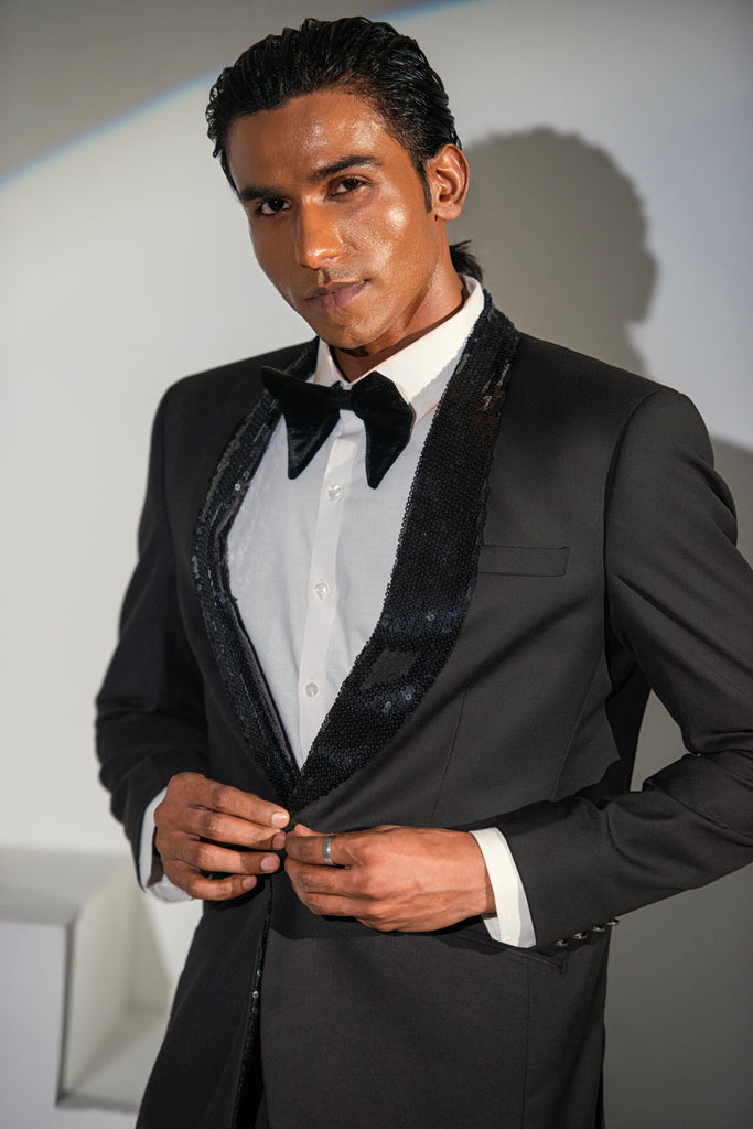 Black Tuxedo Coat Pant For Men's