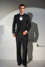 Black Tuxedo Coat Pant & Waistcoat For Men's