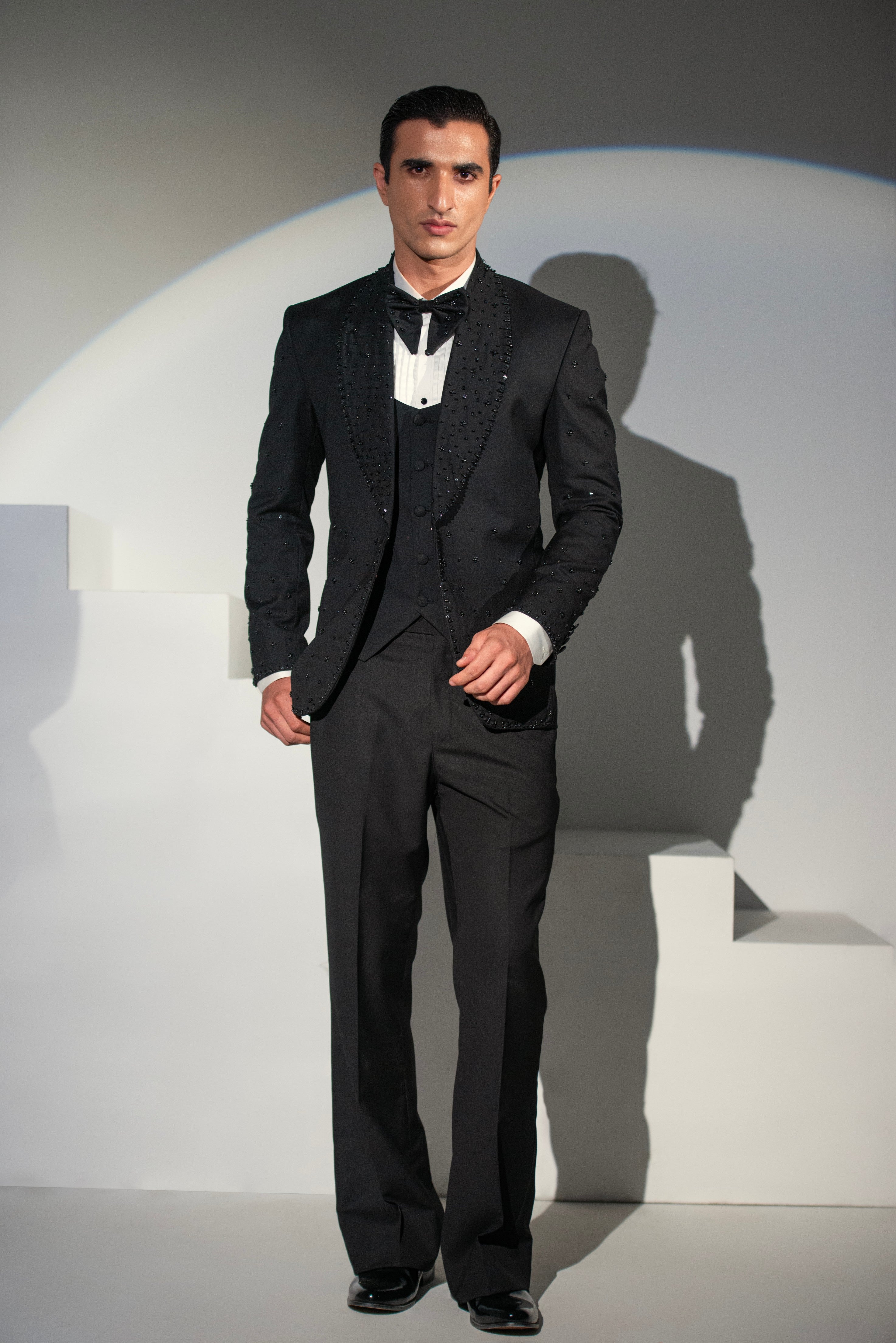 Black Tuxedo Coat Pant & Waistcoat For Men's