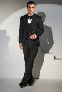 Black Tuxedo Coat Pant & Waistcoat For Men's