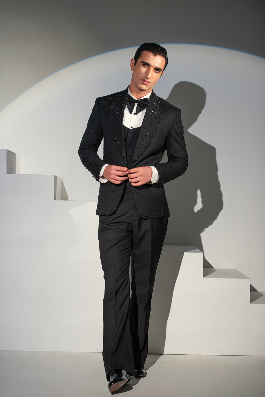 Black Tuxedo Coat Pant & Waistcoat For Men's