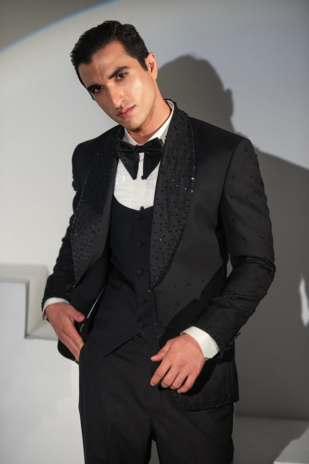 Black Tuxedo Coat Pant & Waistcoat For Men's