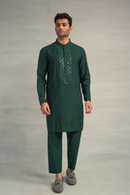 Load image into Gallery viewer, Green Kurta Pajama + Mirror Work For Men&#39;s