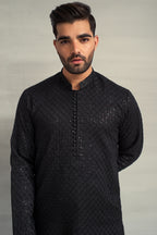 Black Sequence Design Kurta Pajama For Men's