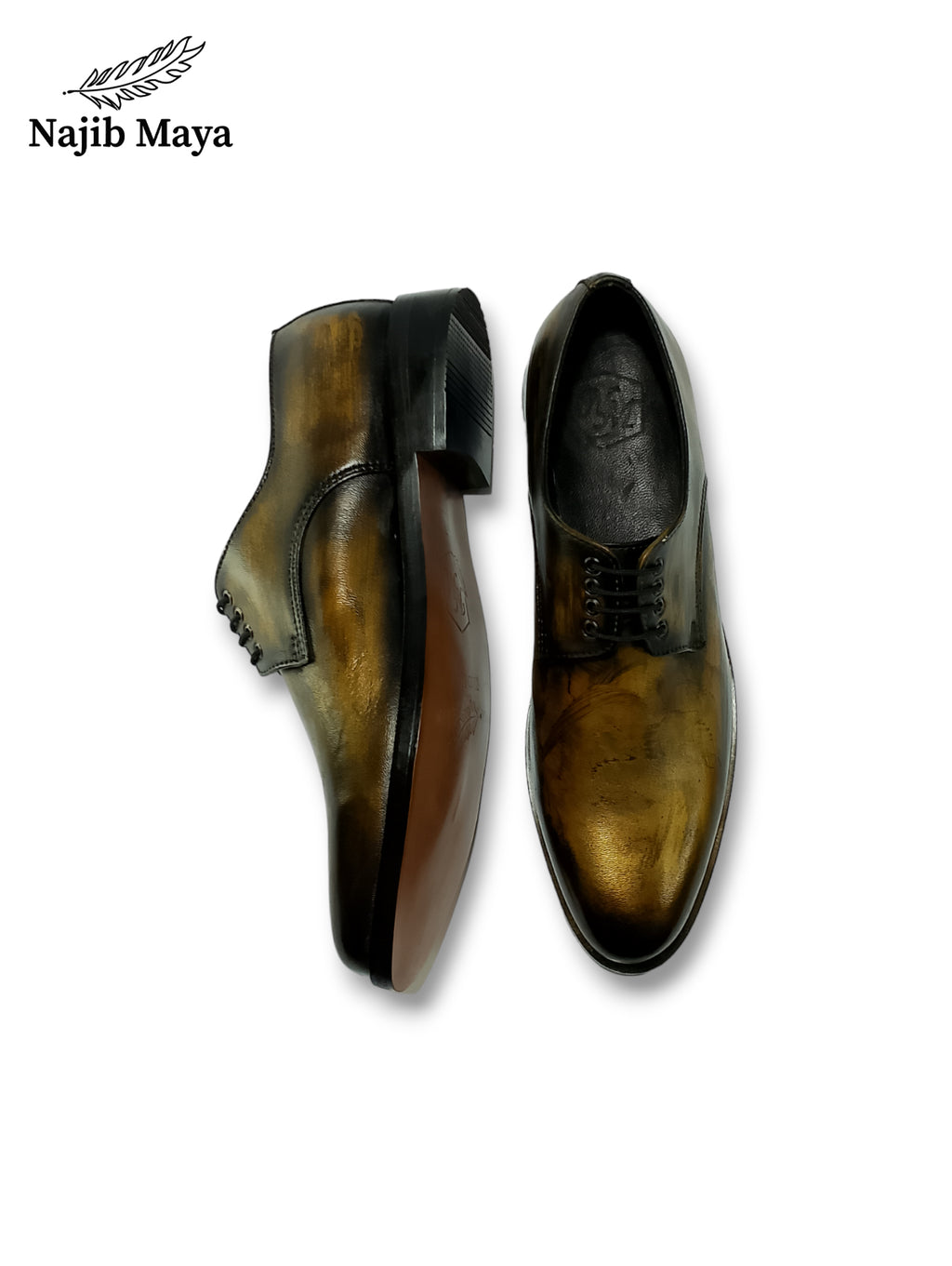 Black Gold Darby Shoes For Men's