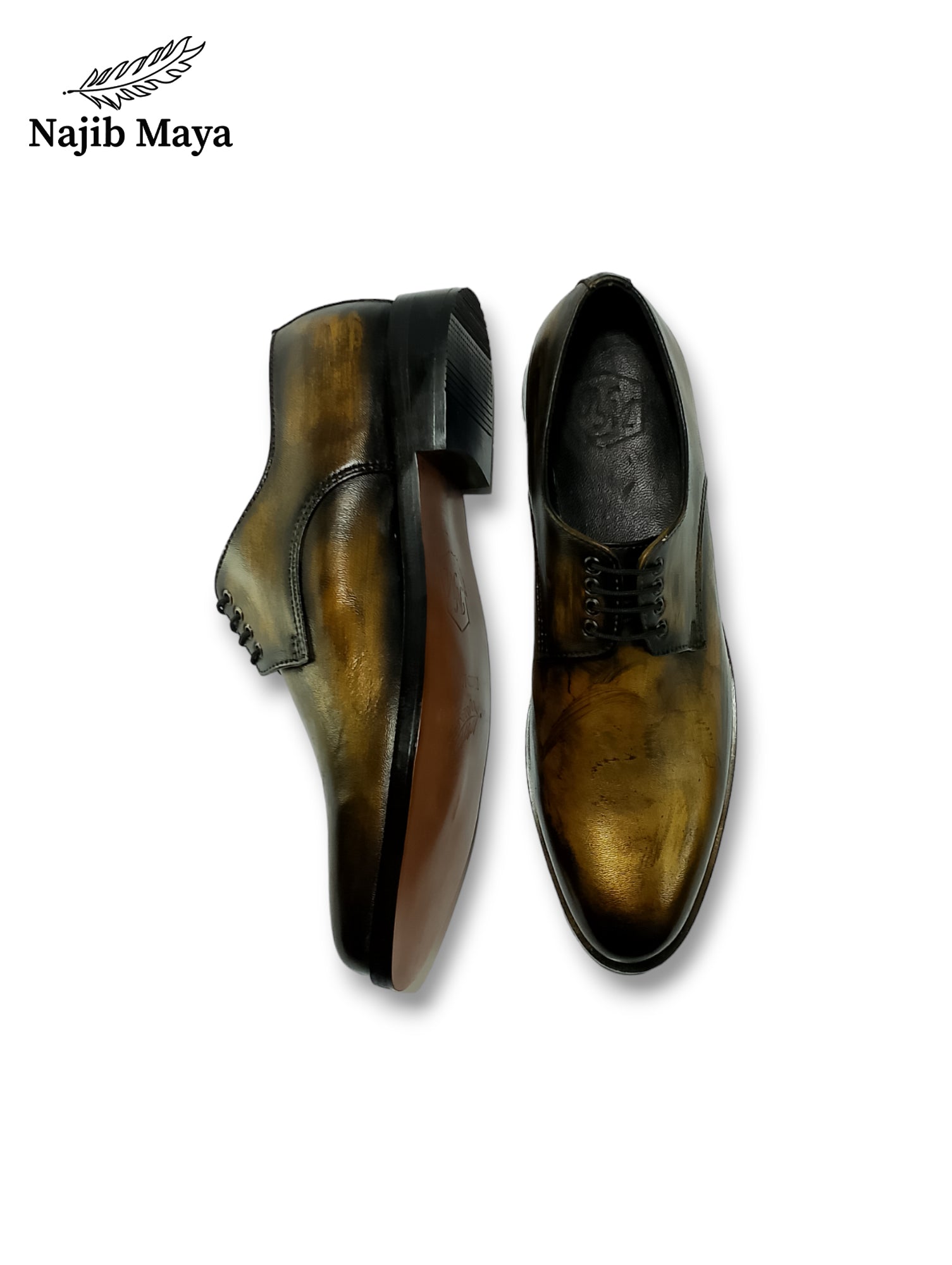 Black Gold Darby Shoes For Men's