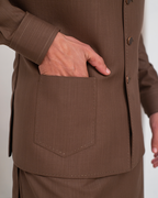 Brown Kurta Bell Bottom Pajama + Waist Coat For Men's