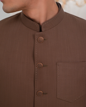 Load image into Gallery viewer, Brown Kurta Bell Bottom Pajama + Waist Coat For Men's