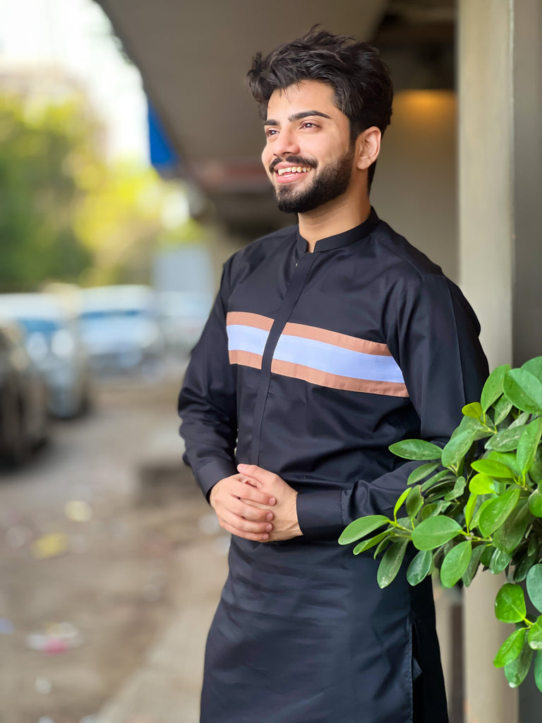 Black Stylish Kurta Pajama For Men's