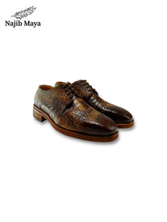 Brown Two Tone Darby T-shape Shoes For Men's