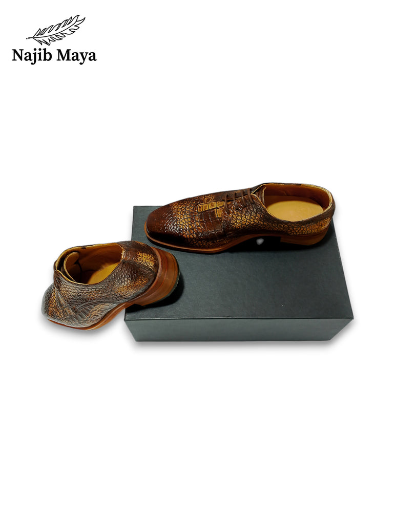 Brown Two Tone Darbi T-shape Shoes For Men's